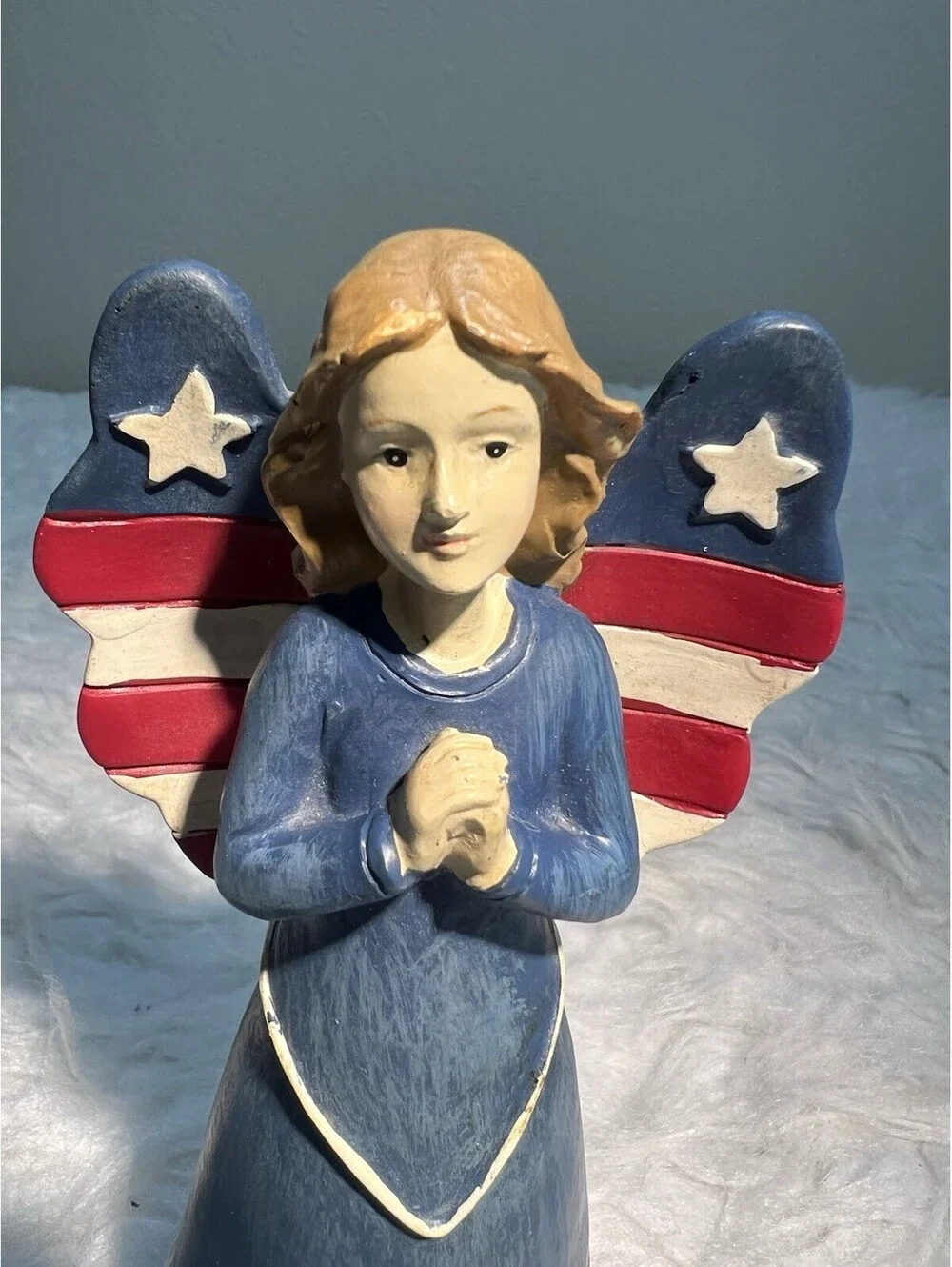 Patriotic Angel in Flag Dress & Wings Figurine